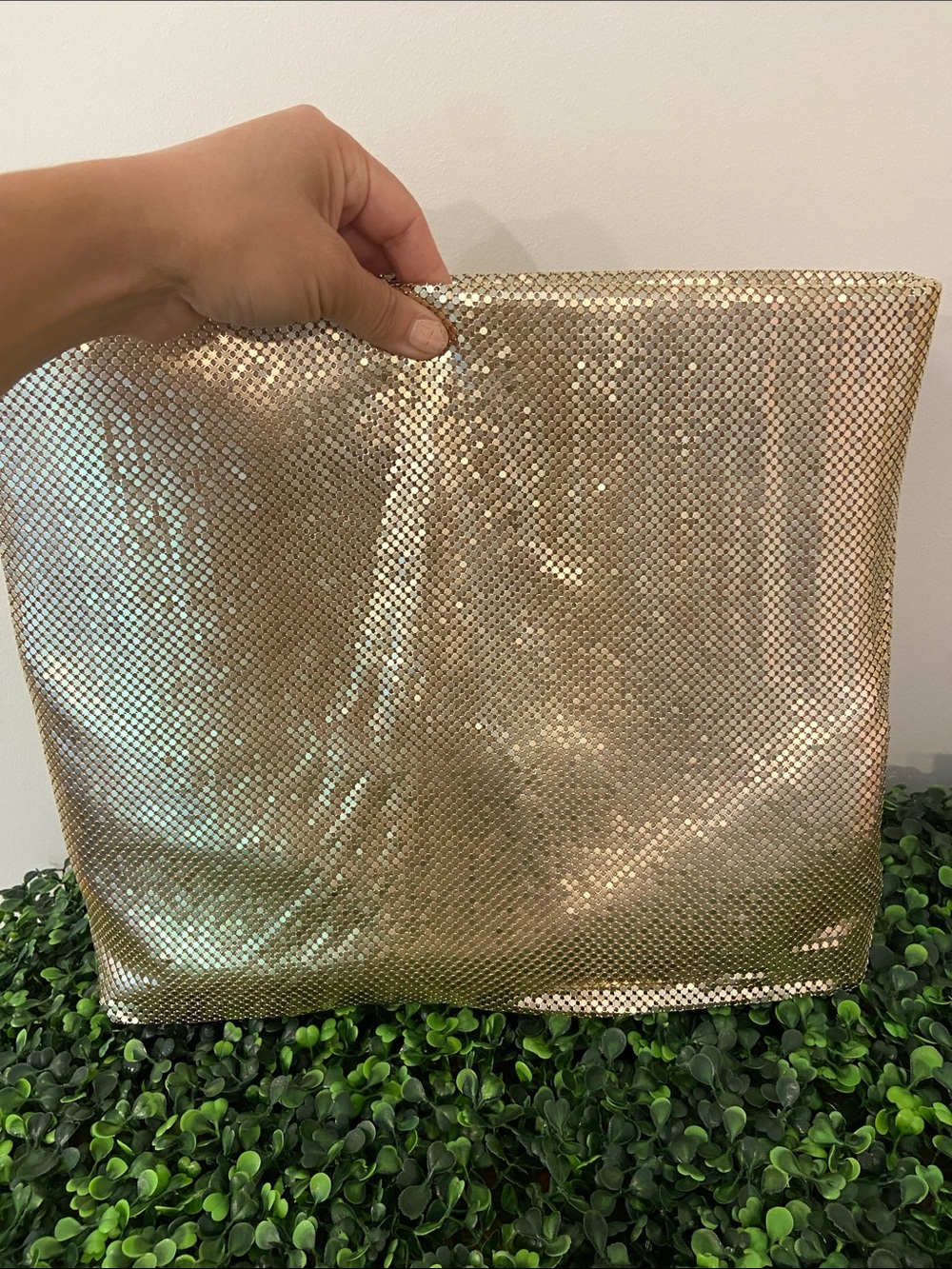 Olga Berg Gold Metallic Fold-Over Clutch - Picture 8 of 8